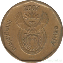 Монета. Южно-Африканская республика (ЮАР). 20 центов 2007 год.