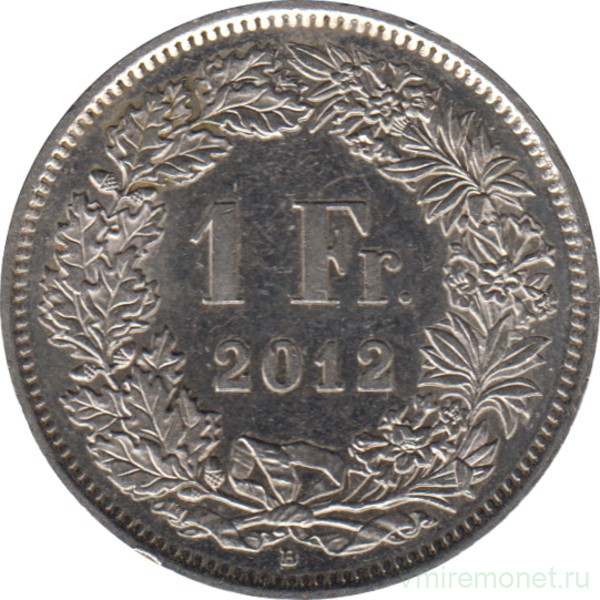 Монета. Швейцария. 1 франк 2012 год.
