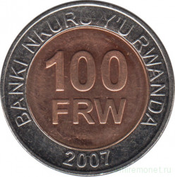 Монета. Руанда. 100 франков 2007 год.