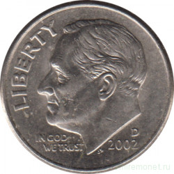 Монета. США. 10 центов 2002 год. Монетный двор D.