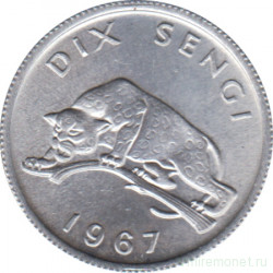 Монета. Конго. 10 сенжи 1967 год.