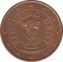 Монета. Австрия. 1 цент 2007 год.