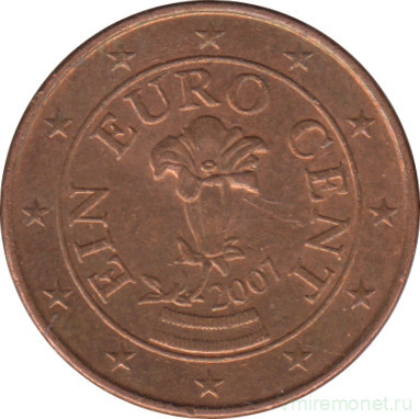Монета. Австрия. 1 цент 2007 год.