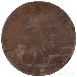 Монета. Италия. 2 чентезимо 1910 год.