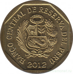 Монета. Перу. 10 сентимо 2012 год.