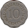 Монета. Маврикий. 10 центов 1971 год. ав.