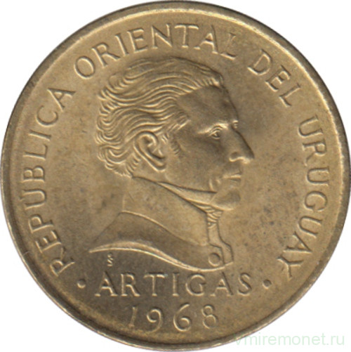 Монета. Уругвай. 1 песо 1968 год.