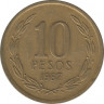 Монета. Чили. 10 песо 1987 год. ав.