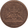 Монета. Тринидад и Тобаго. 1 цент 2006 год. ав.