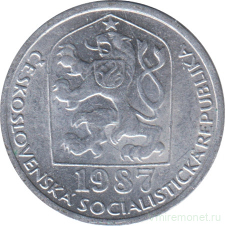 Монета. Чехословакия. 10 геллеров 1987 год.