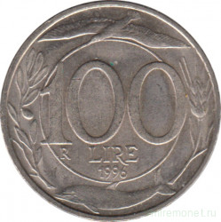 Монета. Италия. 100 лир 1996 год.