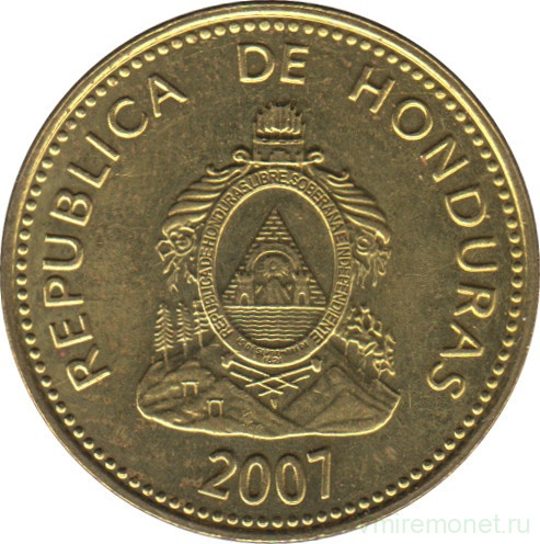 Монета. Гондурас. 5 сентаво 2007 год.