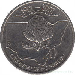 Монета. Австралия. 20 центов 2001 год. Столетие конфедерации. Новый Южный Уэльс.