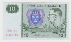 Банкнота. Швеция. 10 крон 1990 год.