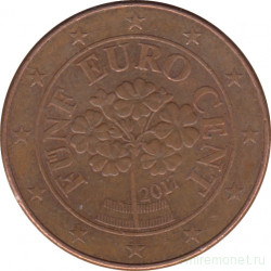 Монета. Австрия. 5 центов 2017 год.