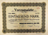 Акция. Германия. Гамбург. "Metallwerke Aktien-Gesellschatt orm. Luckan & Stetien.". Привилигерованная акция на 1000 марок 1922 год. ав.
