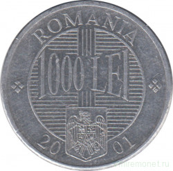 Монета. Румыния. 1000 лей 2001 год.