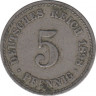 Монета. Германия (Германская империя 1871-1922). 5 пфеннигов 1898 год. (A). ав.