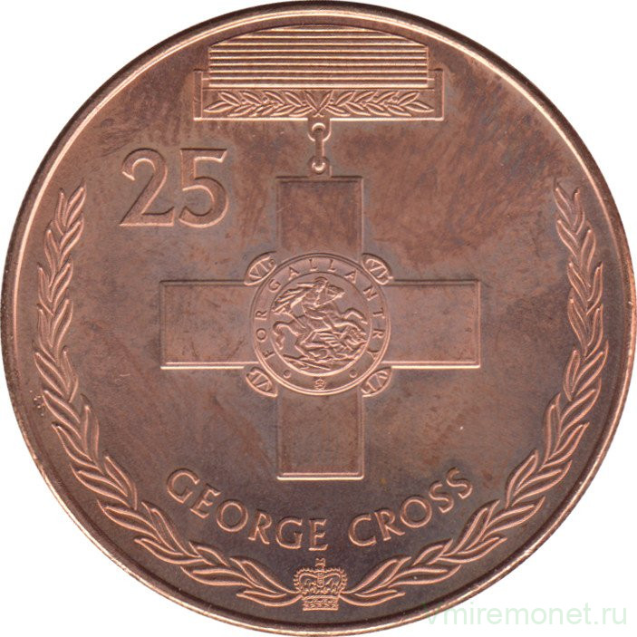 Монета. Австралия. 25 центов 2017 год. Легенды АНЗАК. Медали почета. Крест Георга.