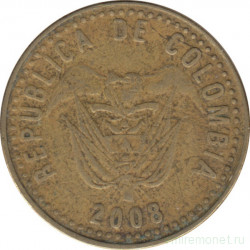 Монета. Колумбия. 100 песо 2008 год.