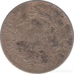 Монета. Мартиника. 50 сантимов 1922 год.