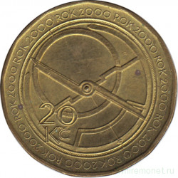 Монета. Чехия. 20 крон 2000 год. Миллениум.