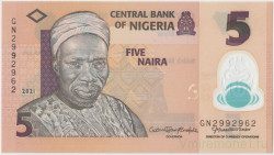 Банкнота. Нигерия. 5 найр 2021 год. Тип 38.