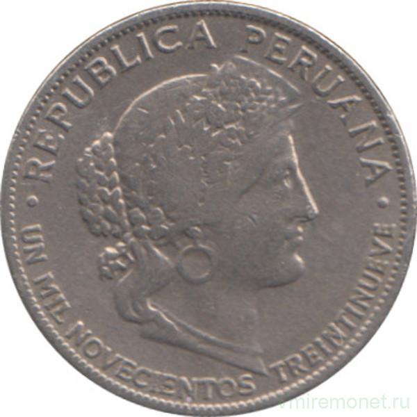 Монета. Перу. 5 сентаво 1939 год.