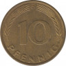 Монета. ФРГ. 10 пфеннигов 1980 год. Монетный двор - Мюнхен (D). рев.