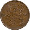 Аверс. Монета. Финляндия. 10 пенни 1931 год.