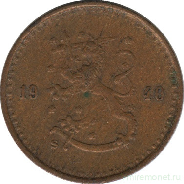 Монета. Финляндия. 25 пенни 1940 год (медь).