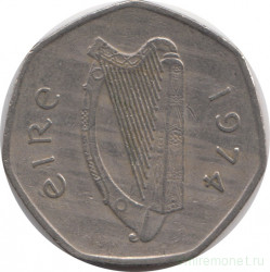 Монета. Ирландия. 50 пенсов 1974 год.