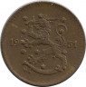 Аверс.Монета. Финляндия. 1 марка 1951 год. Медь.