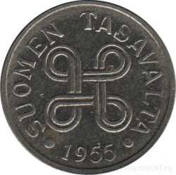 Монета. Финляндия. 5 марок 1955 год.