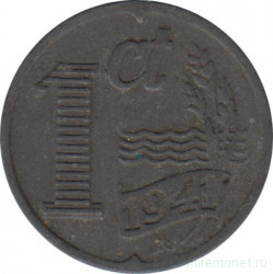 Монета. Нидерланды. 1 цент 1941 год. Новый тип.