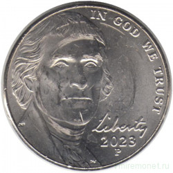 Монета. США. 5 центов 2023 год. Монетный двор P.