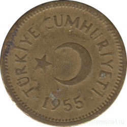 Монета. Турция. 5 курушей 1955 год.