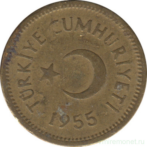 Монета. Турция. 5 курушей 1955 год.