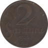 Монета. Латвия. 2 сантима 1926 год. ав.