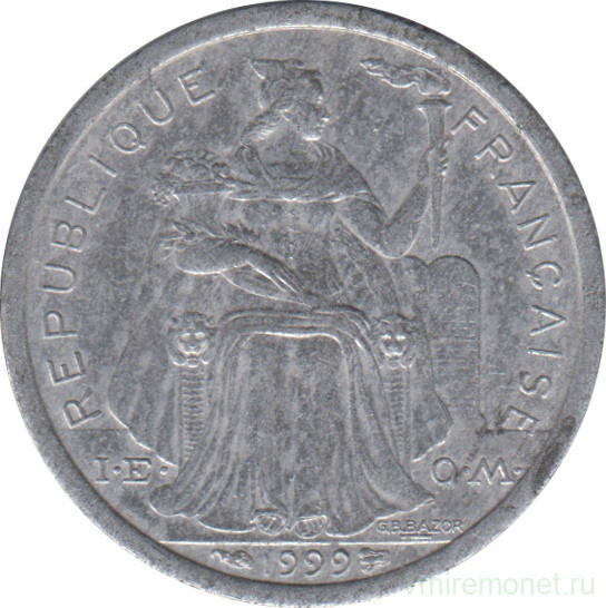Монета. Французская Полинезия. 1 франк 1999 год.