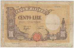 Банкнота. Италия. 100 лир 1943 год.