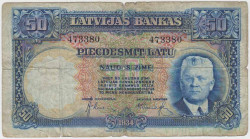 Банкнота. Латвия. 50 лат 1934 год.