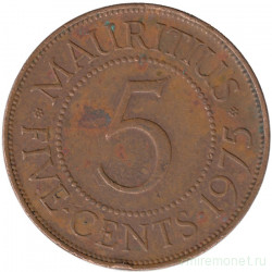 Монета. Маврикий. 5 центов 1975 год.