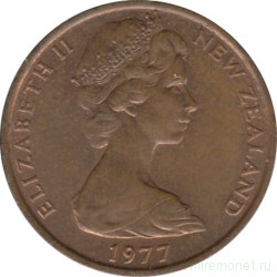 Монета. Новая Зеландия. 2 цента 1977 год.