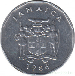 Монета. Ямайка. 1 цент 1986 год.