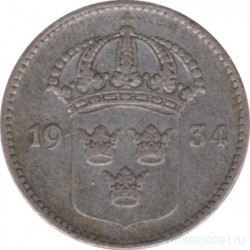 Монета. Швеция. 10 эре 1934 год.
