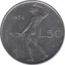 Монета. Италия. 50 лир 1954 год. ав.