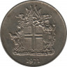 Монета. Исландия. 10 крона 1971 год. ав.