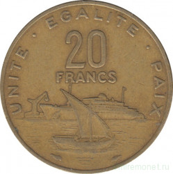 Монета. Джибути. 20 франков 1977 год.