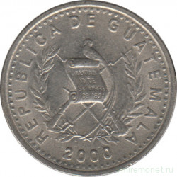 Монета. Гватемала. 10 сентаво 2000 год.